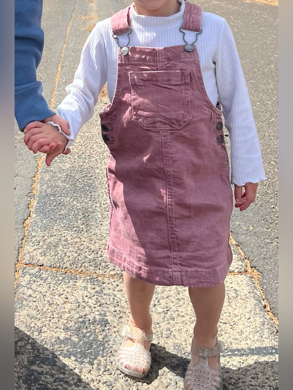 2T Pink Denim Overall Dress